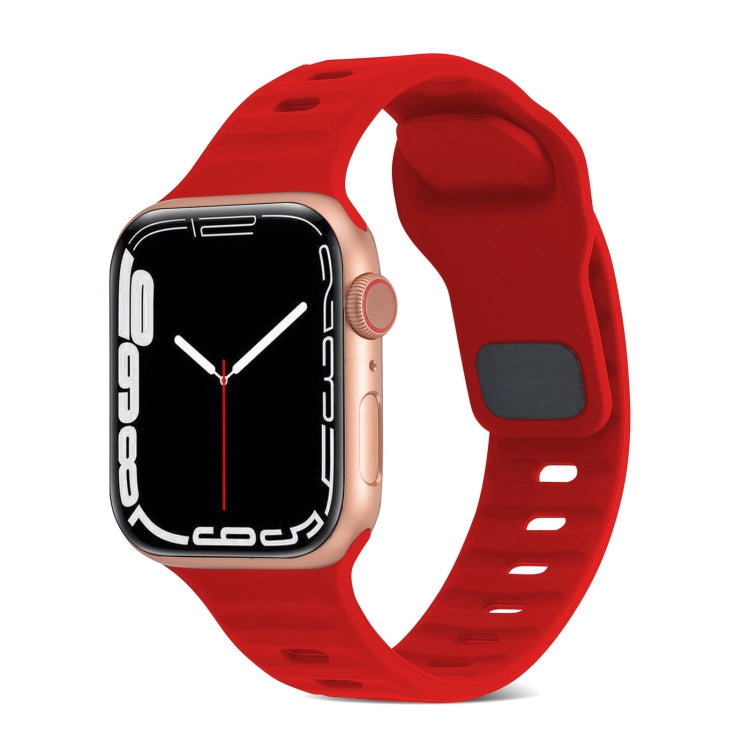 Square Buckle Stripes Silicone Watch Band, For Apple Watch Series 9 41mm, For Apple Watch Ultra 49mm