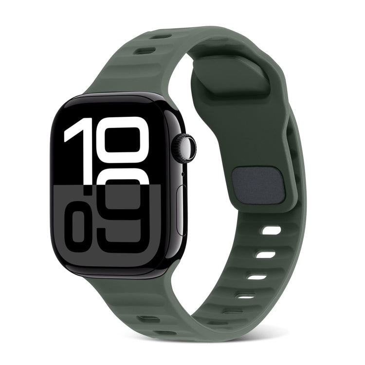 Dây Đồng Hồ Silicone Kẻ Sọc Khóa Vuông, Dành Cho Apple Watch Series 10 46mm, Dành Cho Apple Watch Series 10 42mm