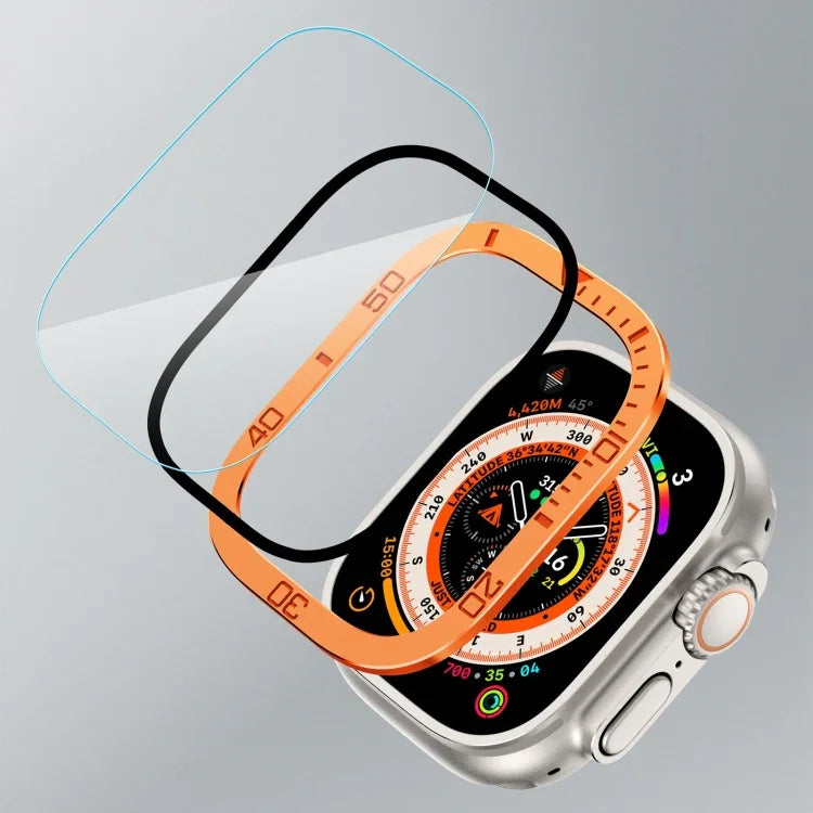 Khung kim loại vòng số tích hợp phim cường lực, Dành cho Apple Watch Ultra 1 / 2 / 3 49mm