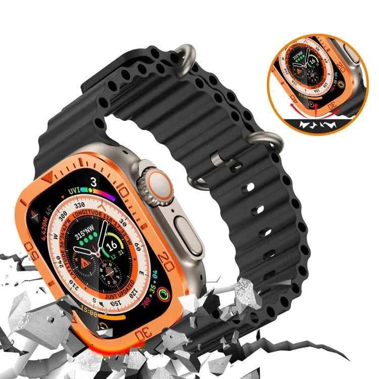 Khung kim loại vòng số tích hợp phim cường lực, Dành cho Apple Watch Ultra 1 / 2 / 3 49mm
