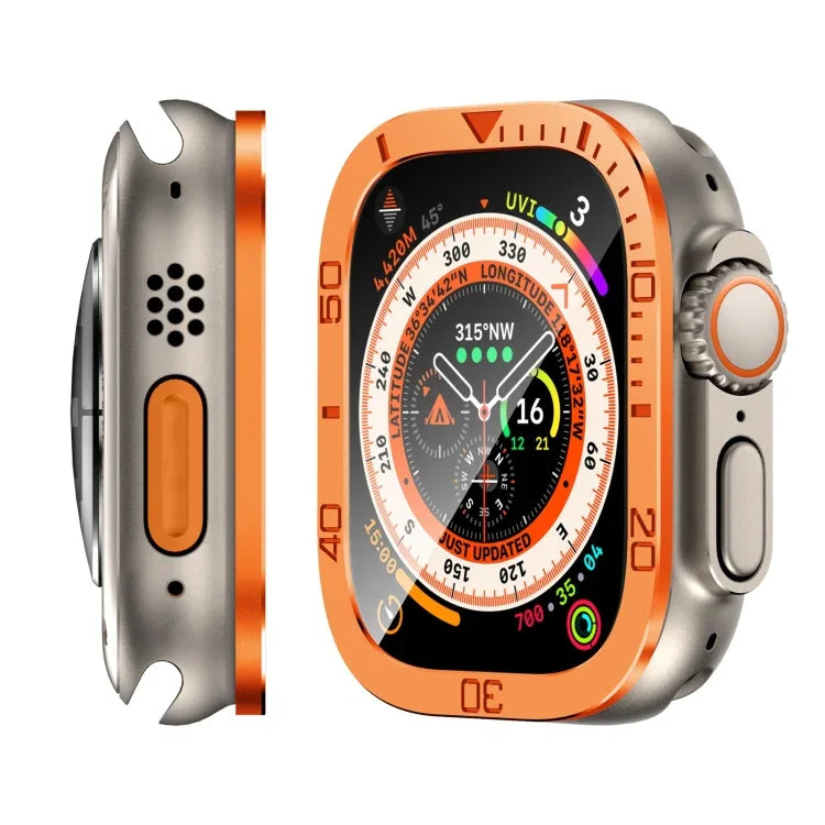 Khung kim loại vòng số tích hợp phim cường lực, Dành cho Apple Watch Ultra 1 / 2 / 3 49mm