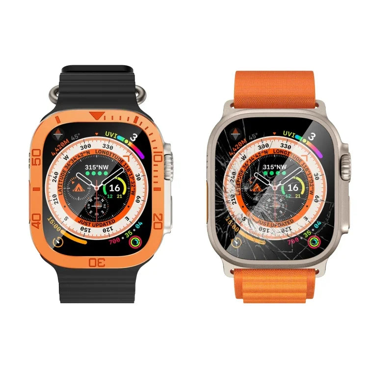 Khung kim loại vòng số tích hợp phim cường lực, Dành cho Apple Watch Ultra 1 / 2 / 3 49mm