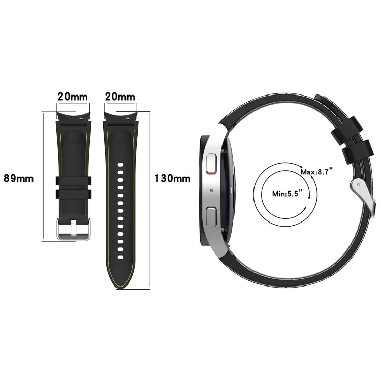Dây đồng hồ da silicone, dành cho Samsung Galaxy Watch 6 / 6 Classic