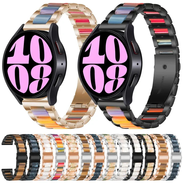 Dây đồng hồ kim loại ba hạt nhựa, dành cho Samsung Galaxy Watch 6 / 6 Classic