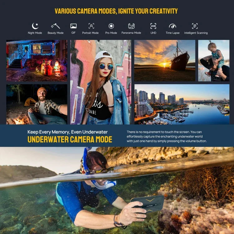Ulefone Armor X12 Pro, điện thoại bền bỉ IP68/IP69K, màn hình 5.45 inch Android 15 MediaTek Helio G36 Octa Core, Mạng: 4G, NFC, 4GB+64GB