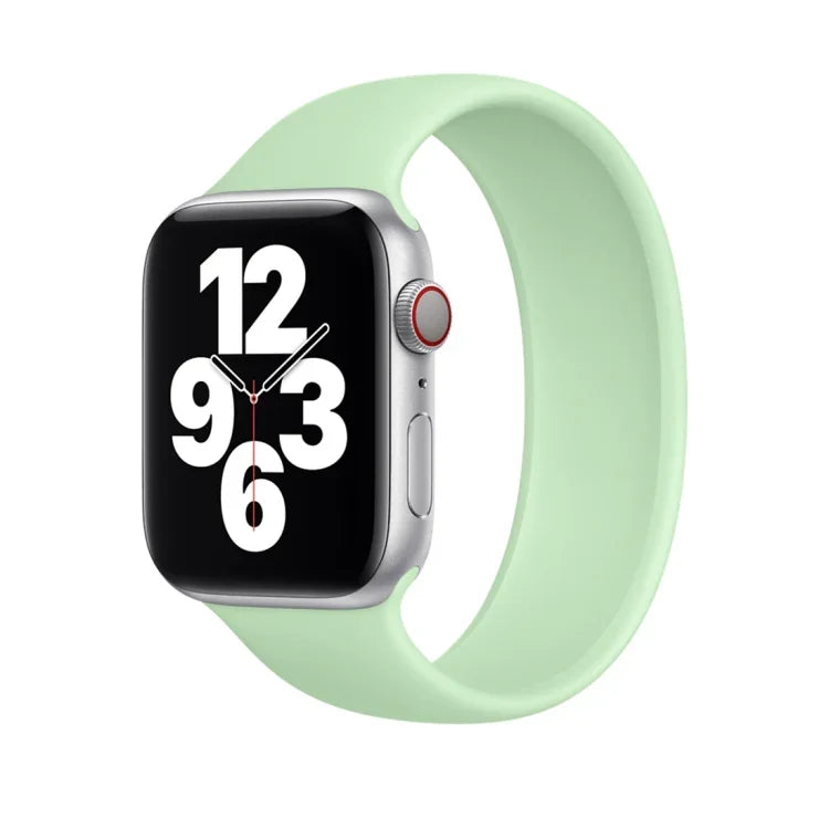 Dây đồng hồ silicone co giãn màu trơn cho Apple Watch Series 8&7 41mm / SE 2&6&SE&5&4 40mm / 3&2&1 38mm, Kích thước:M 143mm (Xanh Aqua), Kích thước:M 143mm