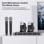 Hệ thống micro không dây XTUGA A140-B gồm 4 micro bodypack, micro headset và micro lavalier, A140-B
