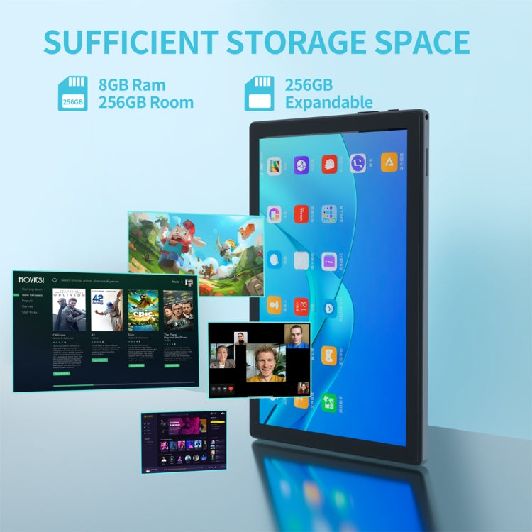 Máy tính bảng BDF P70 4G LTE 10.1 inch, Android 12 MTK6762 tám nhân, Hỗ trợ SIM kép, phích cắm EU, 8GB+256GB