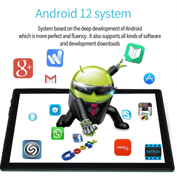 Máy tính bảng BDF P70 4G LTE 10.1 inch, Android 12 MTK6762 tám nhân, Hỗ trợ SIM kép, phích cắm EU, 8GB+256GB