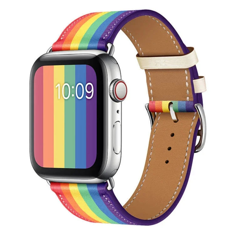Dây da Rainbow, dành cho Apple Watch Series 7 41mm / 6 & SE & 5 & 4 40mm / 3 & 2 & 1 38mm, dành cho Apple Watch Series 7 45mm / 6 & SE & 5 & 4 44mm / 3 & 2 & 1 42mm