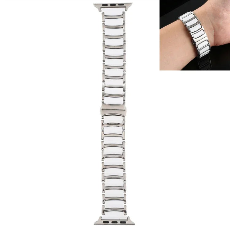 Dây đồng hồ thép gốm, dành cho Apple Watch Series 8&7 41mm / SE 2&6&SE&5&4 40mm / 3&2&1 38mm, dành cho Apple Watch Series 7 45mm / 6 & SE & 5 & 4 44mm / 3 & 2 & 1 42mm, dành cho Apple Watch Series 7 41mm / 6 & SE & 5 & 4 40mm / 3 & 2 & 1 38mm