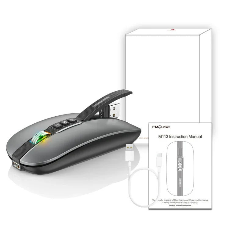 Chuột không dây HXSJ M113 2400DPI chế độ kép 2.4GHz + Bluetooth 5.1