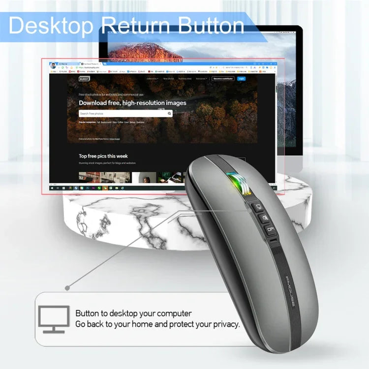 Chuột không dây HXSJ M113 2400DPI chế độ kép 2.4GHz + Bluetooth 5.1