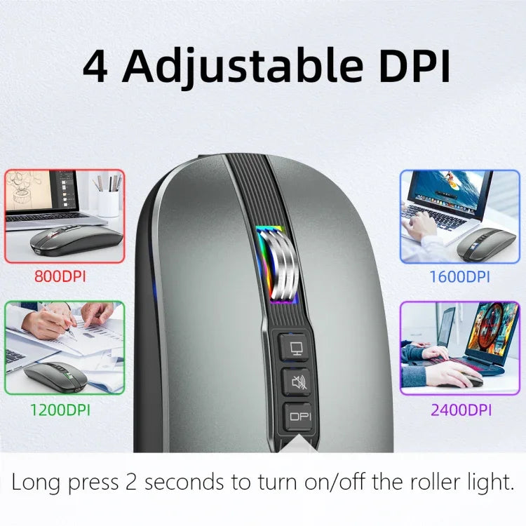 Chuột không dây HXSJ M113 2400DPI chế độ kép 2.4GHz + Bluetooth 5.1