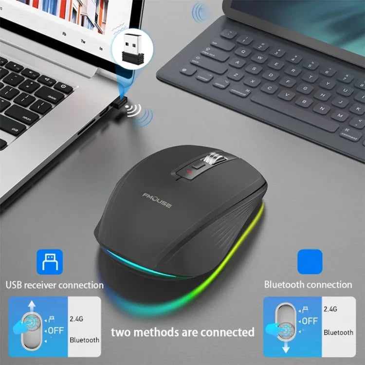 Chuột không dây HXSJ M303 2400DPI chế độ kép 2.4GHz + Bluetooth 5.1