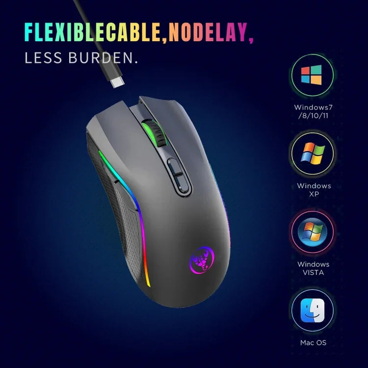 Chuột không dây HXSJ T69 4800DPI RGB 2.4GHz, T69