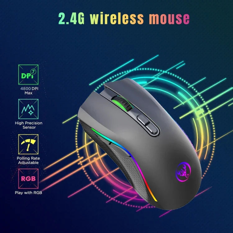 Chuột không dây HXSJ T69 4800DPI RGB 2.4GHz, T69