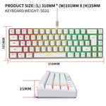 Bàn phím cơ có dây HXSJ V200 68 phím có đèn nền RGB, chiều dài cáp: 1.7m, V200 màu đen, V200 màu trắng