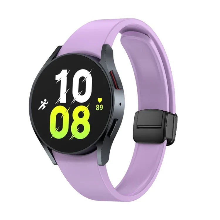 Magnetic Folding Black Buckle Silicone Watch Band, For Samsung Galaxy Watch 6