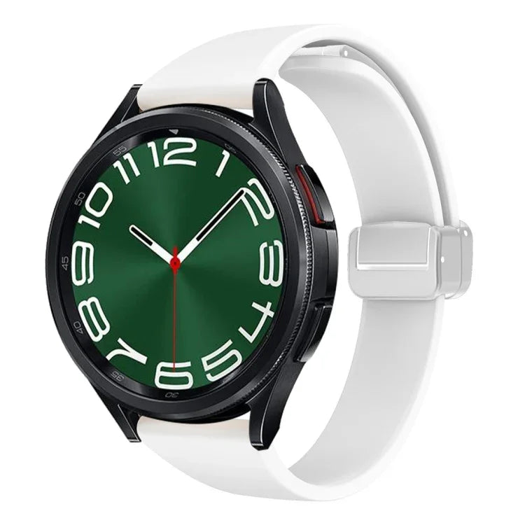 Dây đồng hồ silicone mảnh khóa bạc từ tính, Dành cho Samsung Galaxy Watch 6 / 6 Classic