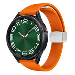 Dây đồng hồ silicone mảnh khóa bạc từ tính, Dành cho Samsung Galaxy Watch 6 / 6 Classic