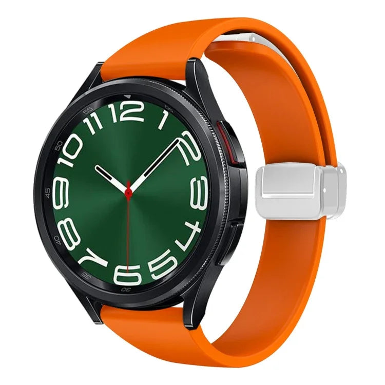 Dây đồng hồ silicone mảnh khóa bạc từ tính, Dành cho Samsung Galaxy Watch 6 / 6 Classic