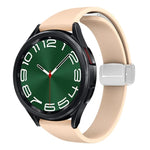 Dây đồng hồ silicone mảnh khóa bạc từ tính, Dành cho Samsung Galaxy Watch 6 / 6 Classic