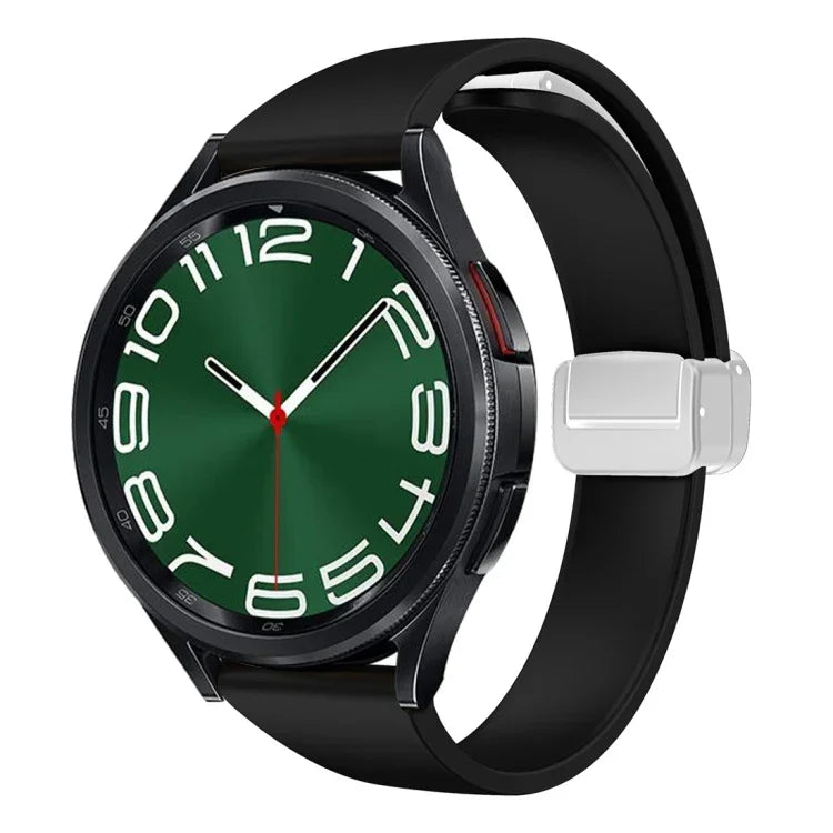 Dây đồng hồ silicone mảnh khóa bạc từ tính, Dành cho Samsung Galaxy Watch 6 / 6 Classic