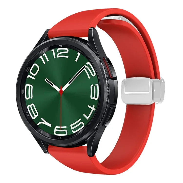 Dây đồng hồ silicone mảnh khóa bạc từ tính, Dành cho Samsung Galaxy Watch 6 / 6 Classic