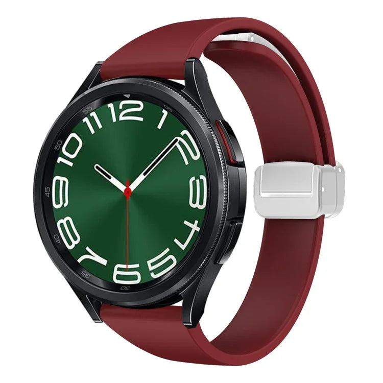Dây đồng hồ silicone mảnh khóa bạc từ tính, Dành cho Samsung Galaxy Watch 6 / 6 Classic
