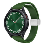 Dây đồng hồ silicone mảnh khóa bạc từ tính, Dành cho Samsung Galaxy Watch 6 / 6 Classic
