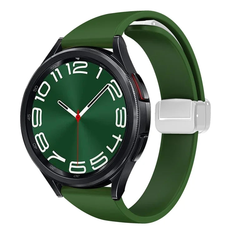 Dây đồng hồ silicone mảnh khóa bạc từ tính, Dành cho Samsung Galaxy Watch 6 / 6 Classic
