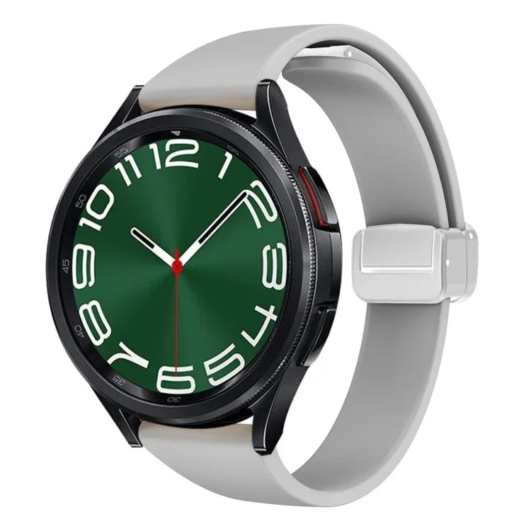 Dây đồng hồ silicone mảnh khóa bạc từ tính, Dành cho Samsung Galaxy Watch 6 / 6 Classic