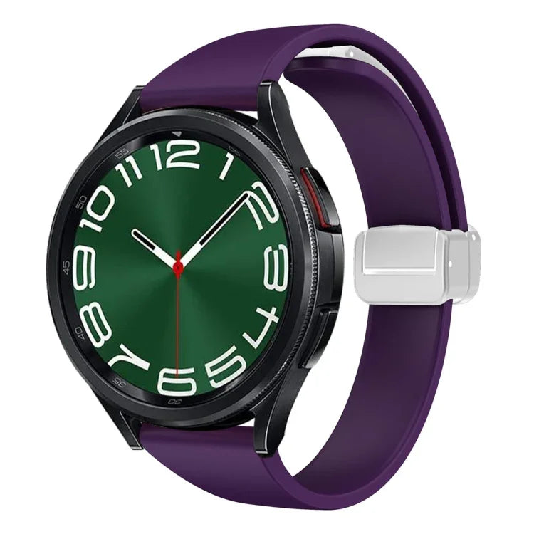 Dây đồng hồ silicone mảnh khóa bạc từ tính, Dành cho Samsung Galaxy Watch 6 / 6 Classic