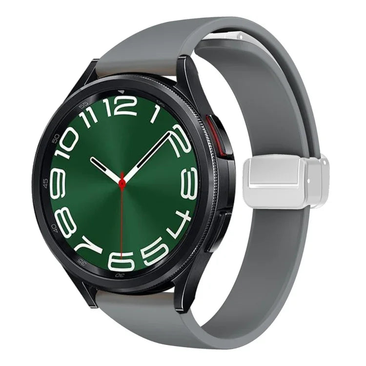 Dây đồng hồ silicone mảnh khóa bạc từ tính, Dành cho Samsung Galaxy Watch 6 / 6 Classic