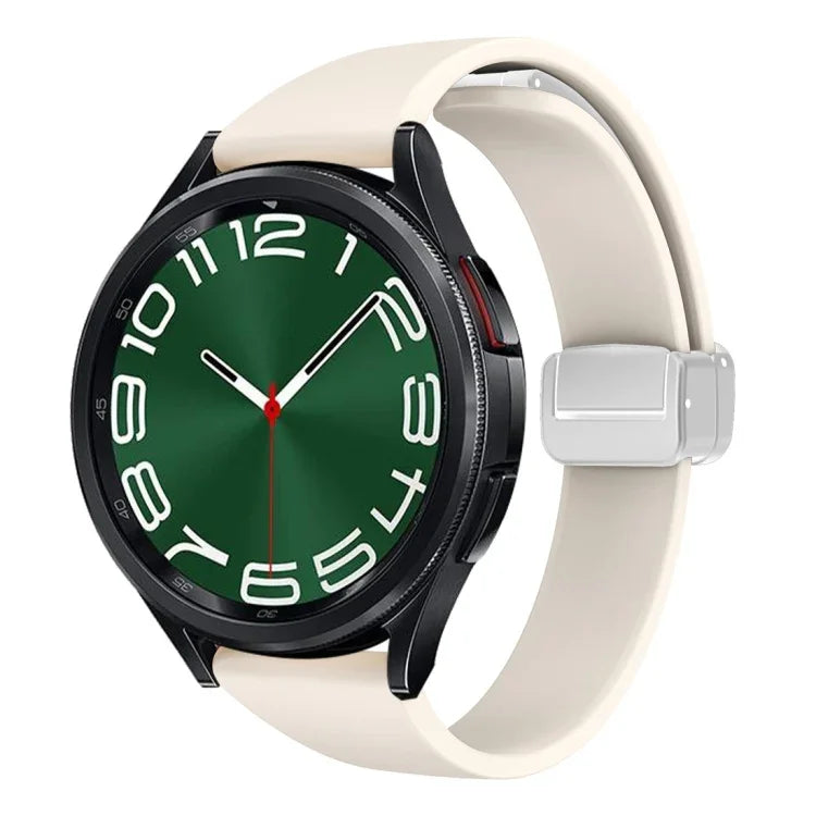 Dây đồng hồ silicone mảnh khóa bạc từ tính, Dành cho Samsung Galaxy Watch 6 / 6 Classic