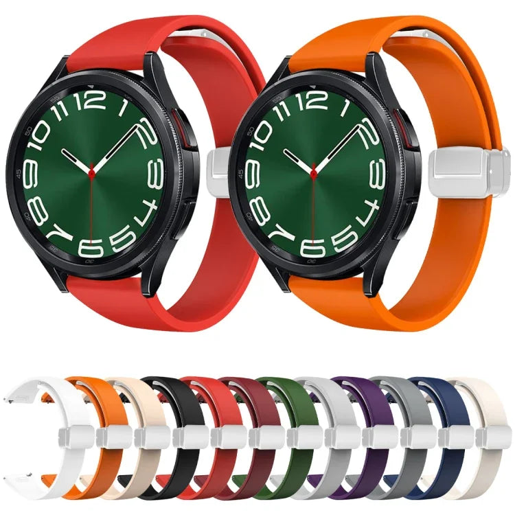 Dây đồng hồ silicone mảnh khóa bạc từ tính, Dành cho Samsung Galaxy Watch 6 / 6 Classic