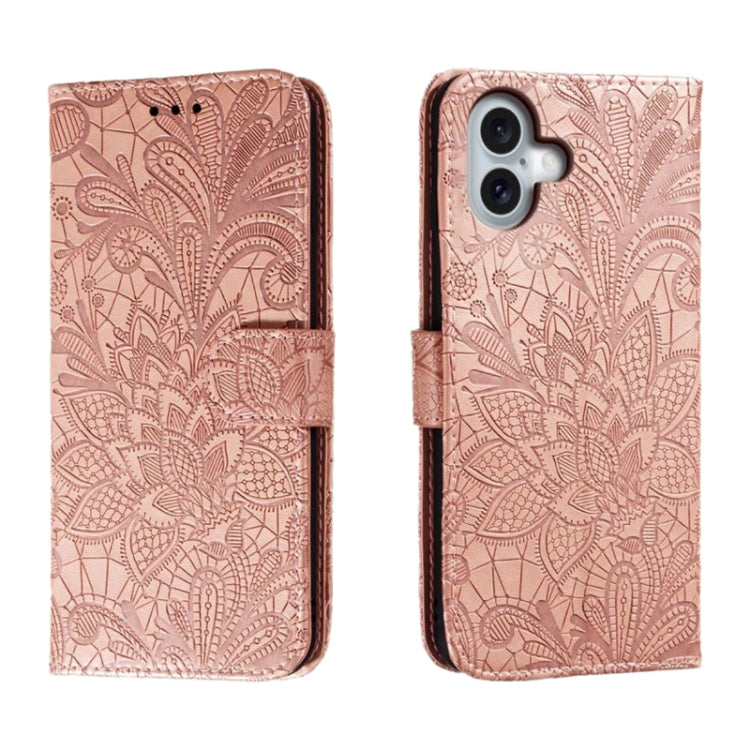Ốp lưng điện thoại da lật dập nổi hoa ren, Dành cho iPhone 17e / 16e, Dành cho iPhone 17 Pro Max, Dành cho iPhone 17 Pro, Dành cho iPhone 17, Dành cho iPhone Air, Dành cho iPhone 16 Pro Max, Dành cho iPhone 16 Pro, Dành cho iPhone 16 Plus
