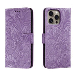 Ốp lưng điện thoại da lật dập nổi hoa ren, Dành cho iPhone 17e / 16e, Dành cho iPhone 17 Pro Max, Dành cho iPhone 17 Pro, Dành cho iPhone 17, Dành cho iPhone Air, Dành cho iPhone 16 Pro Max, Dành cho iPhone 16 Pro, Dành cho iPhone 16 Plus