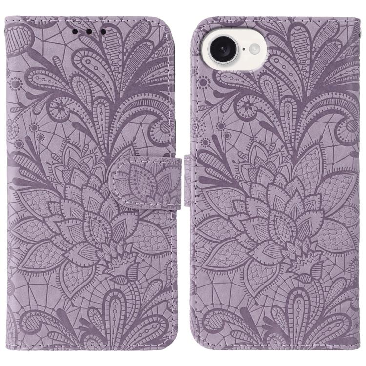 Ốp lưng điện thoại da lật dập nổi hoa ren, Dành cho iPhone 17e / 16e, Dành cho iPhone 17 Pro Max, Dành cho iPhone 17 Pro, Dành cho iPhone 17, Dành cho iPhone Air, Dành cho iPhone 16 Pro Max, Dành cho iPhone 16 Pro, Dành cho iPhone 16 Plus