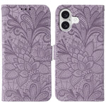 Ốp lưng điện thoại da lật dập nổi hoa ren, Dành cho iPhone 17e / 16e, Dành cho iPhone 17 Pro Max, Dành cho iPhone 17 Pro, Dành cho iPhone 17, Dành cho iPhone Air, Dành cho iPhone 16 Pro Max, Dành cho iPhone 16 Pro, Dành cho iPhone 16 Plus