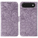 Ốp lưng điện thoại da lật dập nổi hoa ren, Dành cho iPhone 17e / 16e, Dành cho iPhone 17 Pro Max, Dành cho iPhone 17 Pro, Dành cho iPhone 17, Dành cho iPhone Air, Dành cho iPhone 16 Pro Max, Dành cho iPhone 16 Pro, Dành cho iPhone 16 Plus