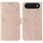 Ốp lưng điện thoại da lật dập nổi hoa ren, Dành cho iPhone 17e / 16e, Dành cho iPhone 17 Pro Max, Dành cho iPhone 17 Pro, Dành cho iPhone 17, Dành cho iPhone Air, Dành cho iPhone 16 Pro Max, Dành cho iPhone 16 Pro, Dành cho iPhone 16 Plus
