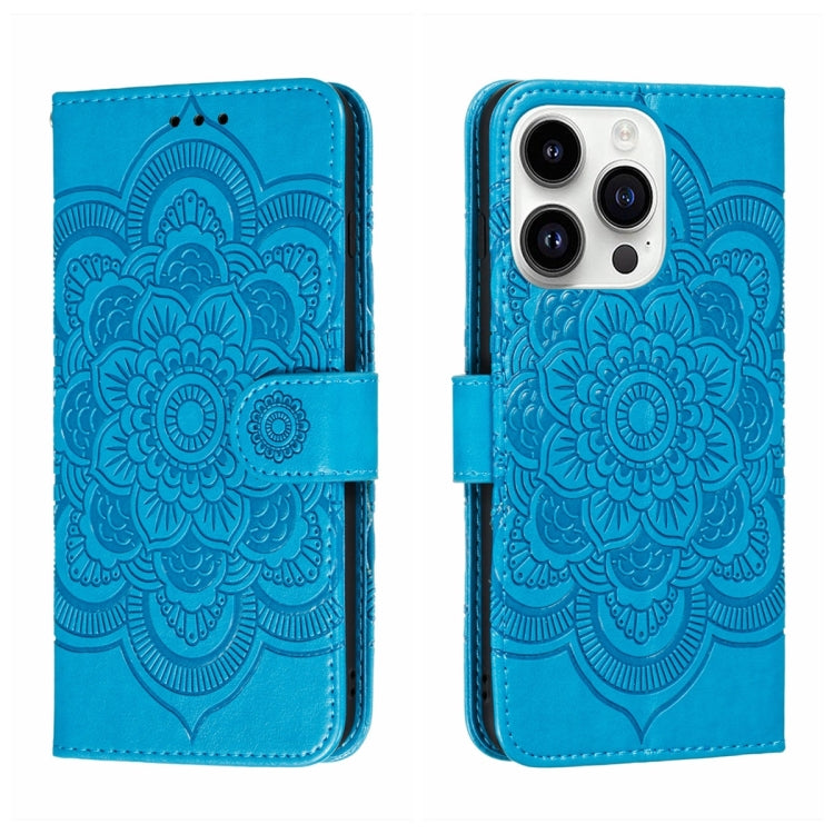 Sun Mandala Embossing Leather Phone Case, For iPhone 16e / 17e, For iPhone 17 Pro Max, For iPhone 17 Pro, For iPhone 17, For iPhone Air, For iPhone 15 Pro Max