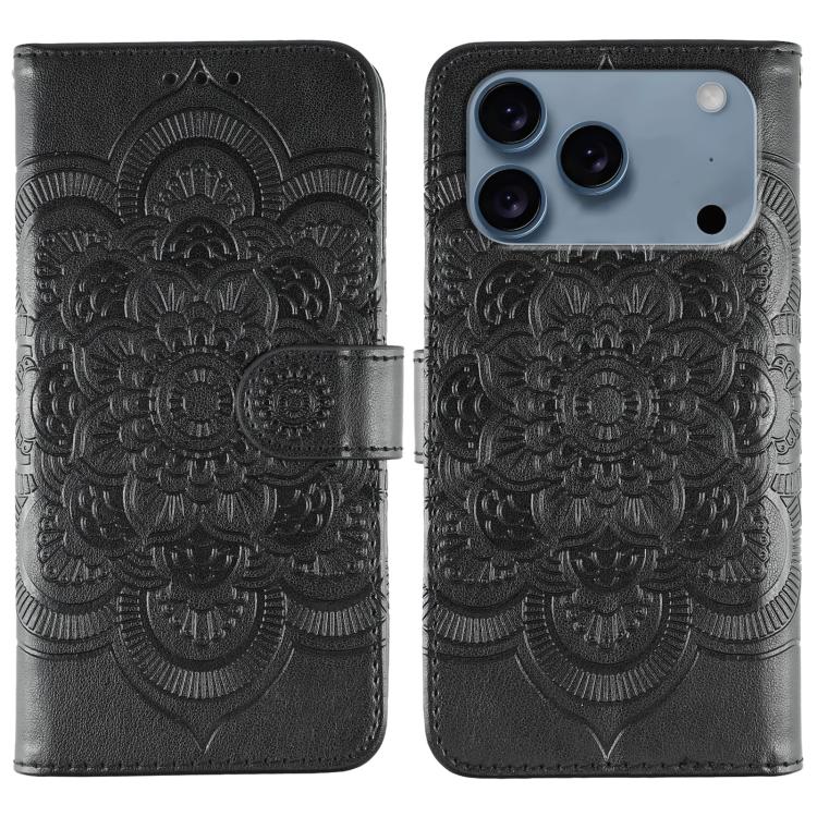 Sun Mandala Embossing Leather Phone Case, For iPhone 16e / 17e, For iPhone 17 Pro Max, For iPhone 17 Pro, For iPhone 17, For iPhone Air, For iPhone 15 Pro Max