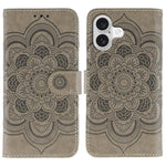 Sun Mandala Embossing Leather Phone Case, For iPhone 16e / 17e, For iPhone 17 Pro Max, For iPhone 17 Pro, For iPhone 17, For iPhone Air, For iPhone 15 Pro Max