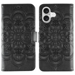 Sun Mandala Embossing Leather Phone Case, For iPhone 16e / 17e, For iPhone 17 Pro Max, For iPhone 17 Pro, For iPhone 17, For iPhone Air, For iPhone 15 Pro Max