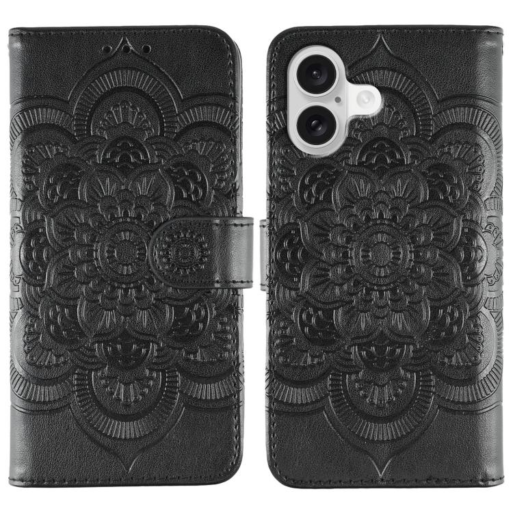 Sun Mandala Embossing Leather Phone Case, For iPhone 16e / 17e, For iPhone 17 Pro Max, For iPhone 17 Pro, For iPhone 17, For iPhone Air, For iPhone 15 Pro Max
