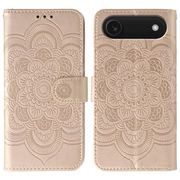 Sun Mandala Embossing Leather Phone Case, For iPhone 16e / 17e, For iPhone 17 Pro Max, For iPhone 17 Pro, For iPhone 17, For iPhone Air, For iPhone 15 Pro Max