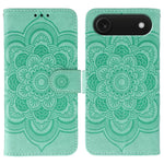 Sun Mandala Embossing Leather Phone Case, For iPhone 16e / 17e, For iPhone 17 Pro Max, For iPhone 17 Pro, For iPhone 17, For iPhone Air, For iPhone 15 Pro Max